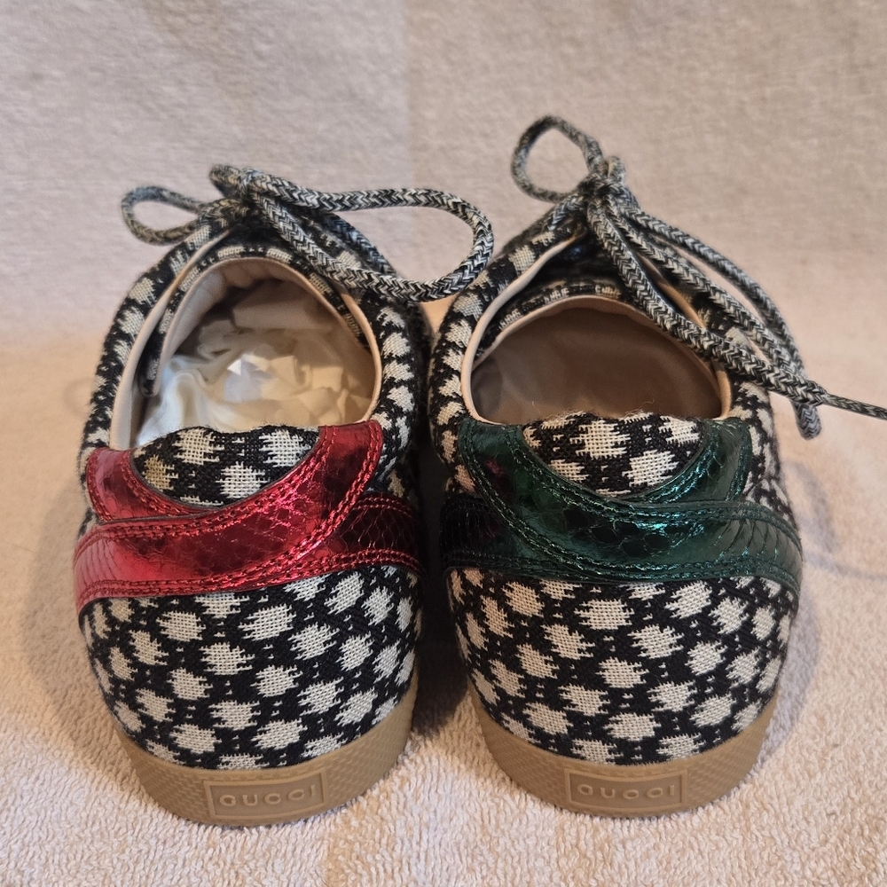 NIB Gucci "Bambi-Dot" Woven Sneaker with Genuine Snakeskin Accent - Picture 3 of 8